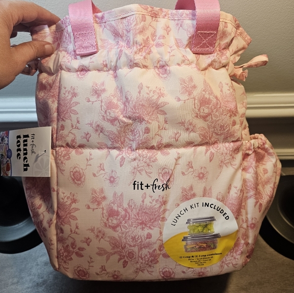 Pink on Pink floral Lunch Tote for Women - Picture 12 of 12